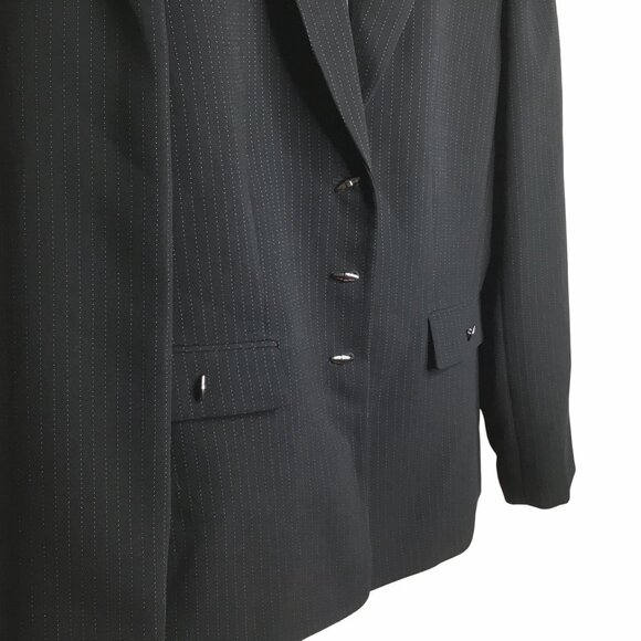 TAHARI Arthur S Levine Black Pinstripe Blazer Jacket Women Size 10 Career - Picture 7 of 9